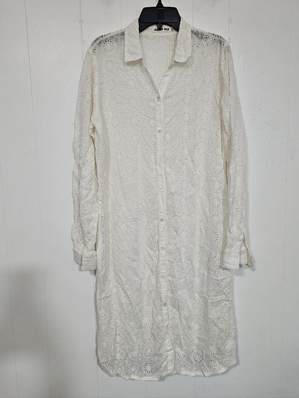 Johnny Was White Eyelet Long Button-Up Dress